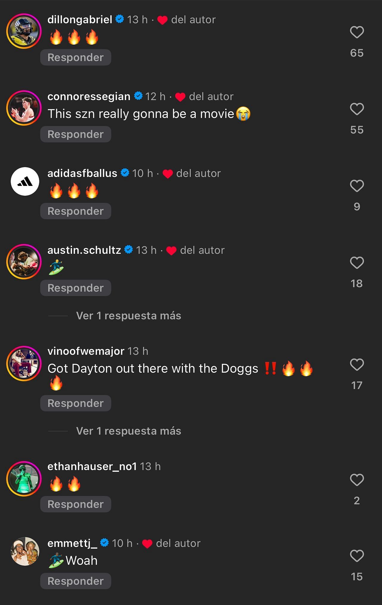 Comments on Dylan Raiola's Instagram post. - Source: Instagram/@dylan.raiola